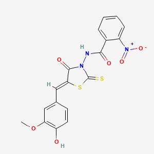 N-[(5Z)-5-[(4-hydroxy-3-methoxyphenyl)methylidene]-4-oxo-2-sulfanylidene-1,3-thiazolidin-3-yl]-2-nitrobenzamide