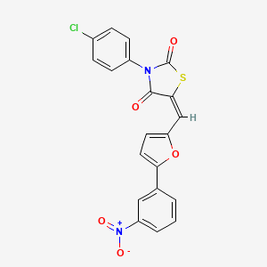 molecular formula C20H11ClN2O5S B15039464 (5E)-3-(4-chlorophenyl)-5-{[5-(3-nitrophenyl)furan-2-yl]methylidene}-1,3-thiazolidine-2,4-dione 