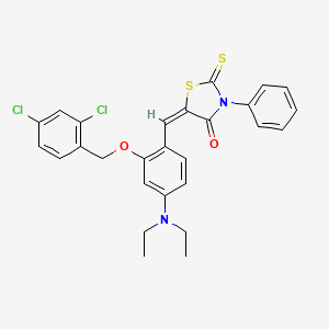 (5E)-5-({2-[(2,4-Dichlorophenyl)methoxy]-4-(diethylamino)phenyl}methylidene)-3-phenyl-2-sulfanylidene-1,3-thiazolidin-4-one