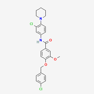 molecular formula C26H26Cl2N2O3 B15039598 4-[(4-chlorobenzyl)oxy]-N-[3-chloro-4-(piperidin-1-yl)phenyl]-3-methoxybenzamide 