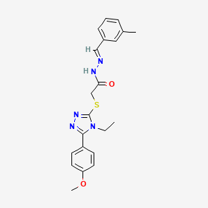 2-{[4-ethyl-5-(4-methoxyphenyl)-4H-1,2,4-triazol-3-yl]sulfanyl}-N'-[(E)-(3-methylphenyl)methylidene]acetohydrazide