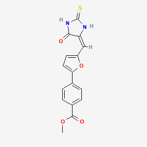 molecular formula C16H12N2O4S B15039642 methyl 4-{5-[(E)-(5-oxo-2-thioxoimidazolidin-4-ylidene)methyl]furan-2-yl}benzoate 