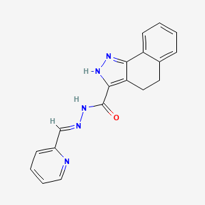 molecular formula C18H15N5O B15039647 N'-[(E)-2-pyridinylmethylidene]-4,5-dihydro-1H-benzo[g]indazole-3-carbohydrazide 