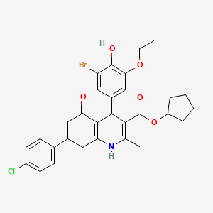 Cyclopentyl 4-(3-bromo-5-ethoxy-4-hydroxyphenyl)-7-(4-chlorophenyl)-2-methyl-5-oxo-1,4,5,6,7,8-hexahydroquinoline-3-carboxylate