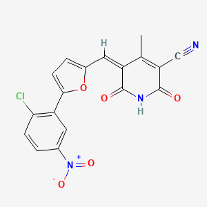 molecular formula C18H10ClN3O5 B15039703 (5Z)-5-{[5-(2-chloro-5-nitrophenyl)furan-2-yl]methylidene}-6-hydroxy-4-methyl-2-oxo-2,5-dihydropyridine-3-carbonitrile 