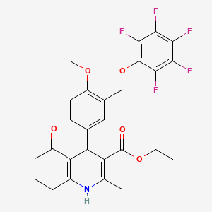 Ethyl 4-{4-methoxy-3-[(pentafluorophenoxy)methyl]phenyl}-2-methyl-5-oxo-1,4,5,6,7,8-hexahydroquinoline-3-carboxylate