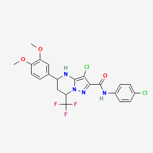 3-chloro-N-(4-chlorophenyl)-5-(3,4-dimethoxyphenyl)-7-(trifluoromethyl)-4,5,6,7-tetrahydropyrazolo[1,5-a]pyrimidine-2-carboxamide