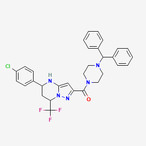 [5-(4-Chlorophenyl)-7-(trifluoromethyl)-4,5,6,7-tetrahydropyrazolo[1,5-a]pyrimidin-2-yl][4-(diphenylmethyl)piperazin-1-yl]methanone