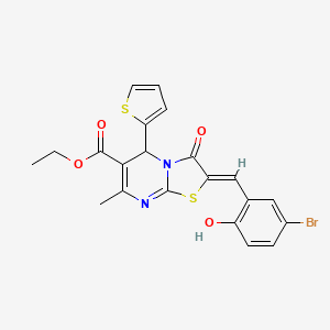 ethyl (2Z)-2-(5-bromo-2-hydroxybenzylidene)-7-methyl-3-oxo-5-(thiophen-2-yl)-2,3-dihydro-5H-[1,3]thiazolo[3,2-a]pyrimidine-6-carboxylate