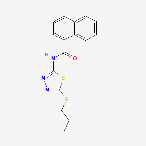 molecular formula C16H15N3OS2 B15039794 N-[5-(propylsulfanyl)-1,3,4-thiadiazol-2-yl]naphthalene-1-carboxamide 