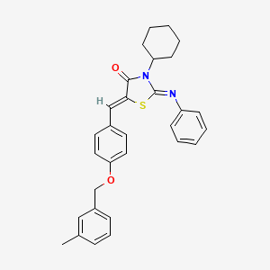 (2E,5Z)-3-Cyclohexyl-5-({4-[(3-methylphenyl)methoxy]phenyl}methylidene)-2-(phenylimino)-1,3-thiazolidin-4-one