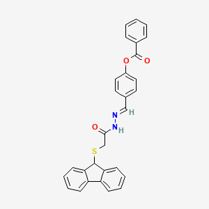 4-[(E)-{2-[(9H-fluoren-9-ylsulfanyl)acetyl]hydrazinylidene}methyl]phenyl benzoate