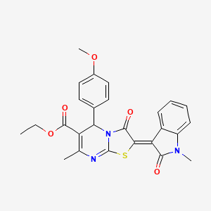 ethyl (2Z)-5-(4-methoxyphenyl)-7-methyl-2-(1-methyl-2-oxo-1,2-dihydro-3H-indol-3-ylidene)-3-oxo-2,3-dihydro-5H-[1,3]thiazolo[3,2-a]pyrimidine-6-carboxylate