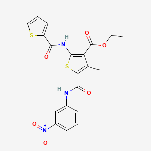 molecular formula C20H17N3O6S2 B15039845 Ethyl 4-methyl-5-[(3-nitrophenyl)carbamoyl]-2-[(thiophen-2-ylcarbonyl)amino]thiophene-3-carboxylate 