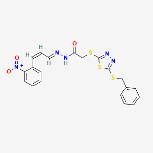 molecular formula C20H17N5O3S3 B15039873 2-{[5-(benzylsulfanyl)-1,3,4-thiadiazol-2-yl]sulfanyl}-N'-[(1E,2Z)-3-(2-nitrophenyl)prop-2-en-1-ylidene]acetohydrazide 