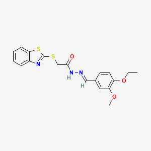 molecular formula C19H19N3O3S2 B15039899 2-(1,3-benzothiazol-2-ylsulfanyl)-N'-[(E)-(4-ethoxy-3-methoxyphenyl)methylidene]acetohydrazide 