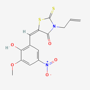 (5E)-5-(2-hydroxy-3-methoxy-5-nitrobenzylidene)-3-(prop-2-en-1-yl)-2-thioxo-1,3-thiazolidin-4-one