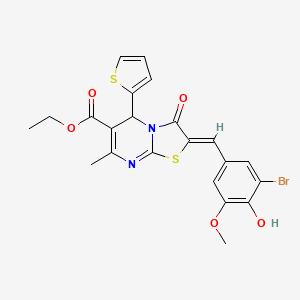 ethyl (2Z)-2-(3-bromo-4-hydroxy-5-methoxybenzylidene)-7-methyl-3-oxo-5-(thiophen-2-yl)-2,3-dihydro-5H-[1,3]thiazolo[3,2-a]pyrimidine-6-carboxylate