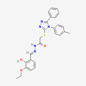 N'-[(E)-(3-ethoxy-2-hydroxyphenyl)methylidene]-2-{[4-(4-methylphenyl)-5-phenyl-4H-1,2,4-triazol-3-yl]sulfanyl}acetohydrazide