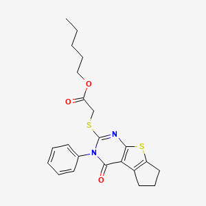 pentyl [(4-oxo-3-phenyl-3,5,6,7-tetrahydro-4H-cyclopenta[4,5]thieno[2,3-d]pyrimidin-2-yl)sulfanyl]acetate