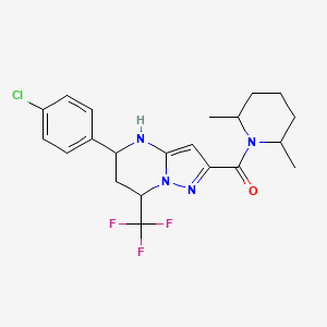 [5-(4-Chlorophenyl)-7-(trifluoromethyl)-4,5,6,7-tetrahydropyrazolo[1,5-a]pyrimidin-2-yl](2,6-dimethylpiperidin-1-yl)methanone