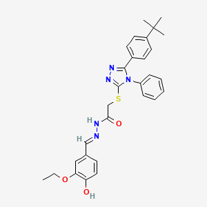 2-{[5-(4-tert-butylphenyl)-4-phenyl-4H-1,2,4-triazol-3-yl]sulfanyl}-N'-[(E)-(3-ethoxy-4-hydroxyphenyl)methylidene]acetohydrazide