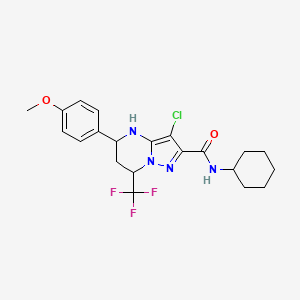 3-chloro-N-cyclohexyl-5-(4-methoxyphenyl)-7-(trifluoromethyl)-4,5,6,7-tetrahydropyrazolo[1,5-a]pyrimidine-2-carboxamide