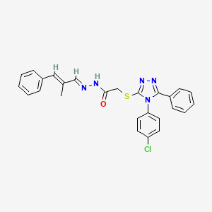 2-{[4-(4-chlorophenyl)-5-phenyl-4H-1,2,4-triazol-3-yl]sulfanyl}-N'-[(1E,2E)-2-methyl-3-phenylprop-2-en-1-ylidene]acetohydrazide