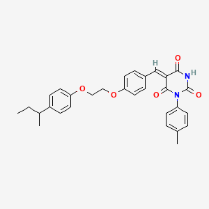 (5Z)-5-(4-{2-[4-(butan-2-yl)phenoxy]ethoxy}benzylidene)-1-(4-methylphenyl)pyrimidine-2,4,6(1H,3H,5H)-trione