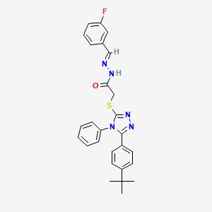 2-{[5-(4-tert-butylphenyl)-4-phenyl-4H-1,2,4-triazol-3-yl]sulfanyl}-N'-[(E)-(3-fluorophenyl)methylidene]acetohydrazide