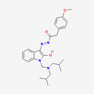 N'-[(3Z)-1-{[bis(2-methylpropyl)amino]methyl}-2-oxo-1,2-dihydro-3H-indol-3-ylidene]-2-(4-methoxyphenyl)acetohydrazide