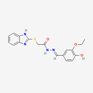 molecular formula C18H18N4O3S B15040125 2-(1H-benzimidazol-2-ylsulfanyl)-N'-[(E)-(3-ethoxy-4-hydroxyphenyl)methylidene]acetohydrazide 