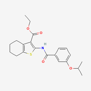 molecular formula C21H25NO4S B15040151 Ethyl 2-({[3-(propan-2-yloxy)phenyl]carbonyl}amino)-4,5,6,7-tetrahydro-1-benzothiophene-3-carboxylate 