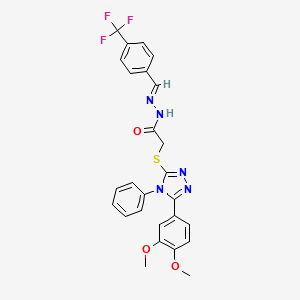 2-{[5-(3,4-dimethoxyphenyl)-4-phenyl-4H-1,2,4-triazol-3-yl]sulfanyl}-N'-{(E)-[4-(trifluoromethyl)phenyl]methylidene}acetohydrazide