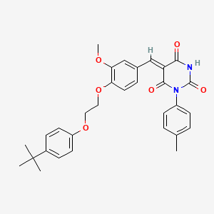 molecular formula C31H32N2O6 B15040182 (5Z)-5-{4-[2-(4-tert-butylphenoxy)ethoxy]-3-methoxybenzylidene}-1-(4-methylphenyl)pyrimidine-2,4,6(1H,3H,5H)-trione 