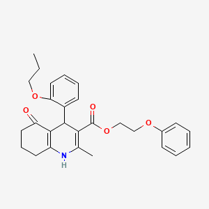 2-Phenoxyethyl 2-methyl-5-oxo-4-(2-propoxyphenyl)-1,4,5,6,7,8-hexahydroquinoline-3-carboxylate