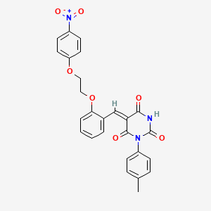 (5Z)-1-(4-Methylphenyl)-5-({2-[2-(4-nitrophenoxy)ethoxy]phenyl}methylidene)-1,3-diazinane-2,4,6-trione