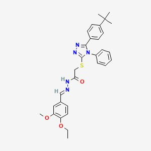 2-{[5-(4-tert-butylphenyl)-4-phenyl-4H-1,2,4-triazol-3-yl]sulfanyl}-N'-[(E)-(4-ethoxy-3-methoxyphenyl)methylidene]acetohydrazide