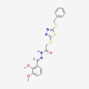 molecular formula C20H20N4O3S3 B15040219 2-{[5-(benzylsulfanyl)-1,3,4-thiadiazol-2-yl]sulfanyl}-N'-[(E)-(2,3-dimethoxyphenyl)methylidene]acetohydrazide 