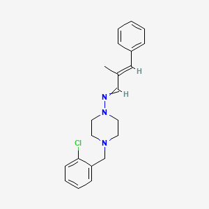 molecular formula C21H24ClN3 B15040223 4-(2-chlorobenzyl)-N-[(2E)-2-methyl-3-phenylprop-2-en-1-ylidene]piperazin-1-amine 