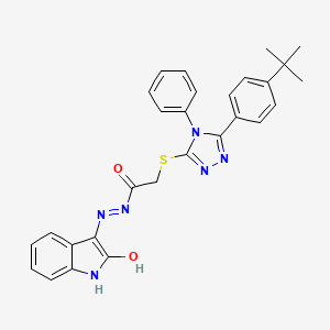 2-{[5-(4-tert-butylphenyl)-4-phenyl-4H-1,2,4-triazol-3-yl]sulfanyl}-N'-[(3Z)-2-oxo-1,2-dihydro-3H-indol-3-ylidene]acetohydrazide