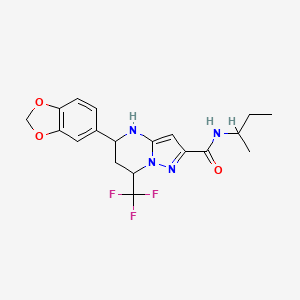 molecular formula C19H21F3N4O3 B15040279 5-(1,3-benzodioxol-5-yl)-N-(butan-2-yl)-7-(trifluoromethyl)-4,5,6,7-tetrahydropyrazolo[1,5-a]pyrimidine-2-carboxamide 