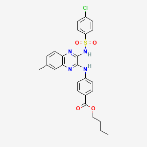 molecular formula C26H25ClN4O4S B15040288 Butyl 4-[(3-{[(4-chlorophenyl)sulfonyl]amino}-7-methylquinoxalin-2-yl)amino]benzoate 