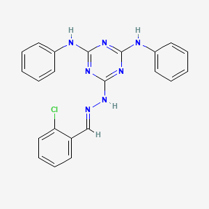 6-[(2E)-2-(2-chlorobenzylidene)hydrazinyl]-N,N'-diphenyl-1,3,5-triazine-2,4-diamine