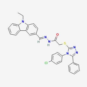 2-{[4-(4-chlorophenyl)-5-phenyl-4H-1,2,4-triazol-3-yl]sulfanyl}-N'-[(E)-(9-ethyl-9H-carbazol-3-yl)methylidene]acetohydrazide