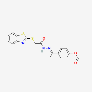 4-[(1E)-1-{2-[(1,3-benzothiazol-2-ylsulfanyl)acetyl]hydrazinylidene}ethyl]phenyl acetate