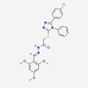 molecular formula C26H24ClN5O4S B15040374 2-{[5-(4-chlorophenyl)-4-phenyl-4H-1,2,4-triazol-3-yl]sulfanyl}-N'-[(E)-(2,4,6-trimethoxyphenyl)methylidene]acetohydrazide 