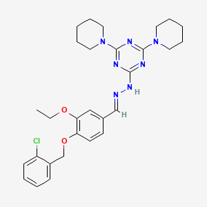 2-[(2E)-2-{4-[(2-chlorobenzyl)oxy]-3-ethoxybenzylidene}hydrazinyl]-4,6-di(piperidin-1-yl)-1,3,5-triazine