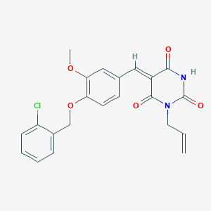 (5Z)-5-{4-[(2-chlorobenzyl)oxy]-3-methoxybenzylidene}-1-(prop-2-en-1-yl)pyrimidine-2,4,6(1H,3H,5H)-trione