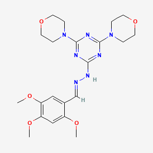 molecular formula C21H29N7O5 B15040430 2,4-di(morpholin-4-yl)-6-[(2E)-2-(2,4,5-trimethoxybenzylidene)hydrazinyl]-1,3,5-triazine 